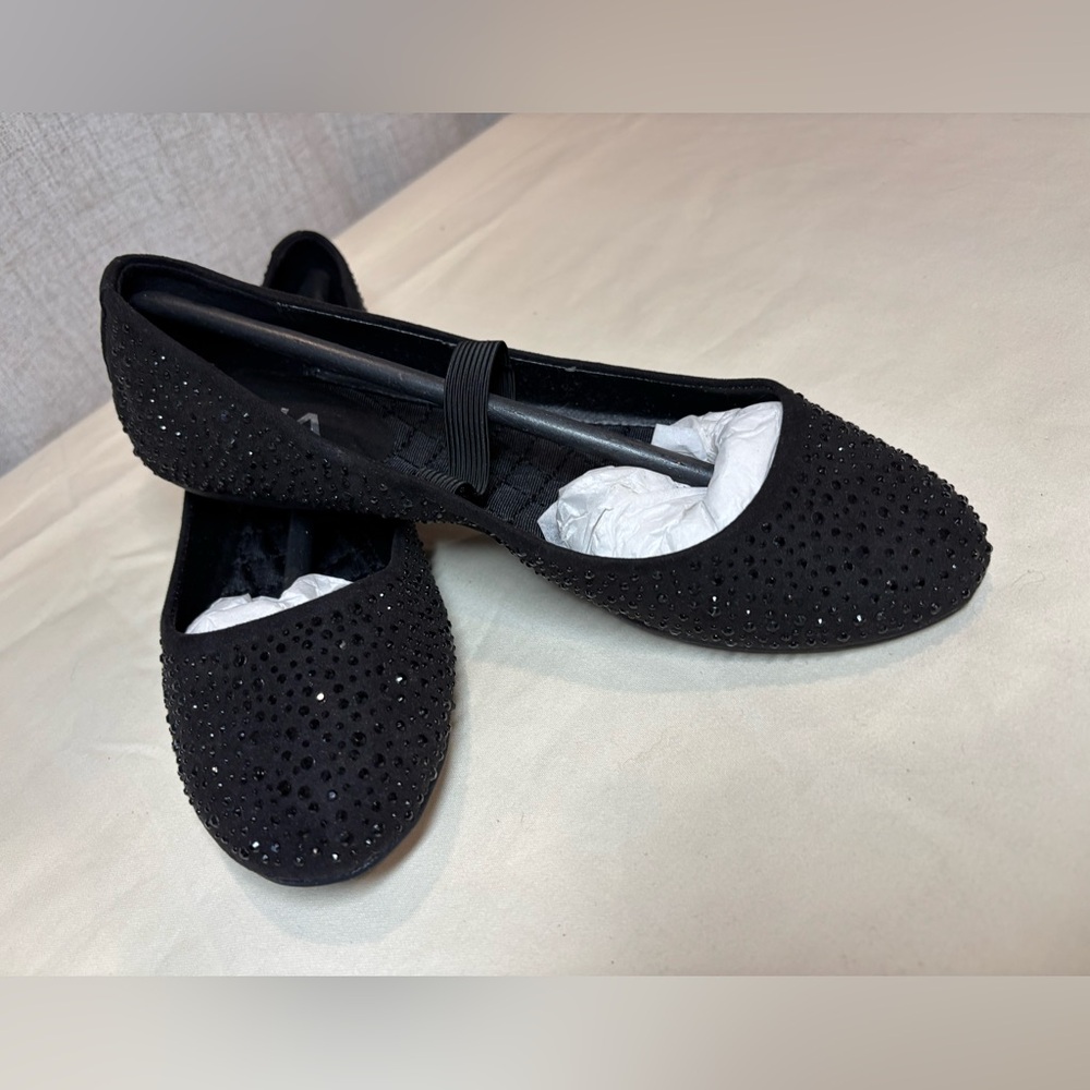 MIA black rhinestone ballet flat shoes parties dress up formal. NWT in box. 8.5 - Picture 8 of 12